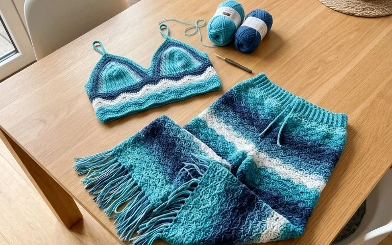 Ocean Wave Set: Häkelanleitung für Crop Top und Hose