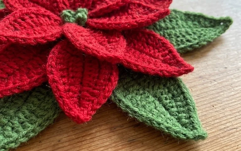 Crochet Poinsettia Flower To Make For Decor